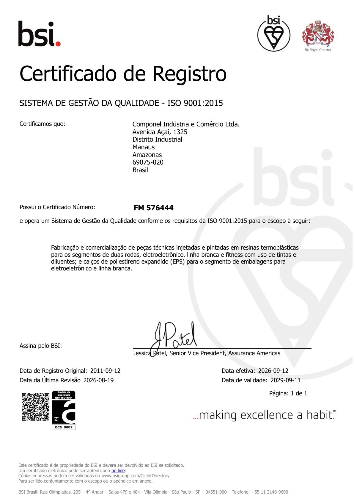 Certificado de qualidade